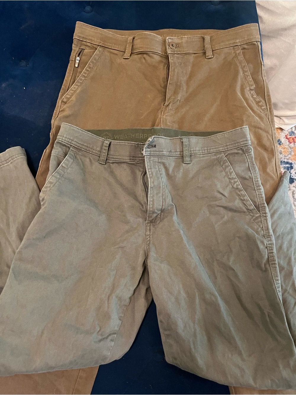 Weatherproof Men's Chinos in Olive Green and Tan